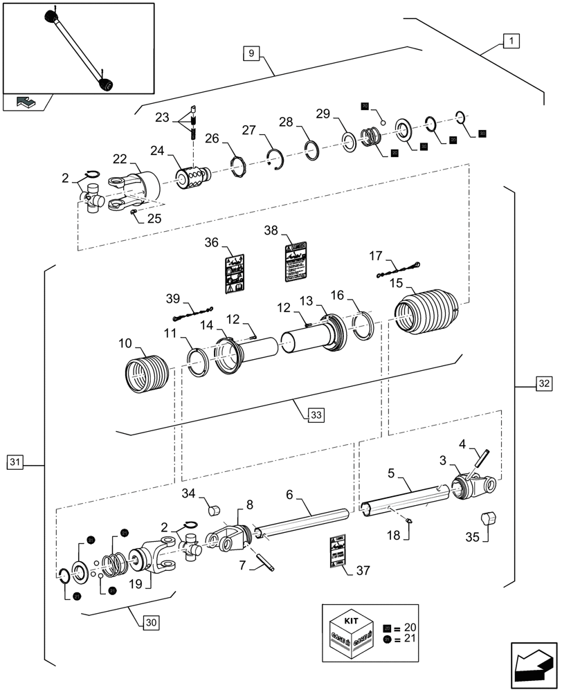 Схема запчастей Case IH 2050 - (20.10P[01]) - POWER TAKE -OFF - 20-24-30FT - F970103 (20) - HEADER