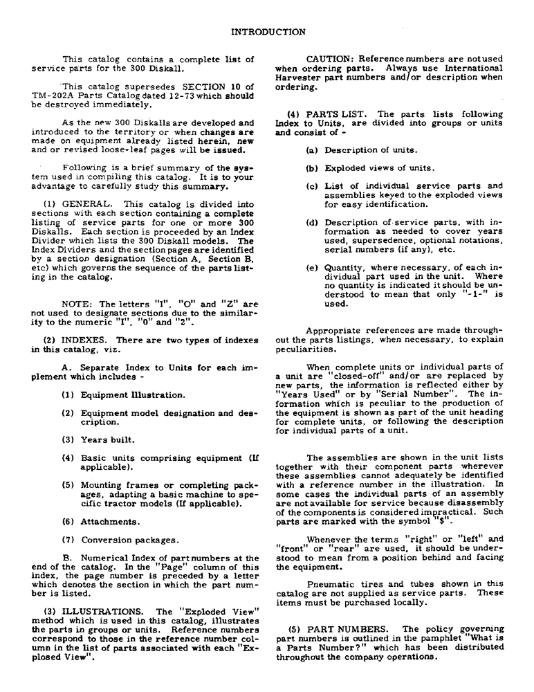 Схема запчастей Case IH 300 - (01-3) - INTRODUCTION 