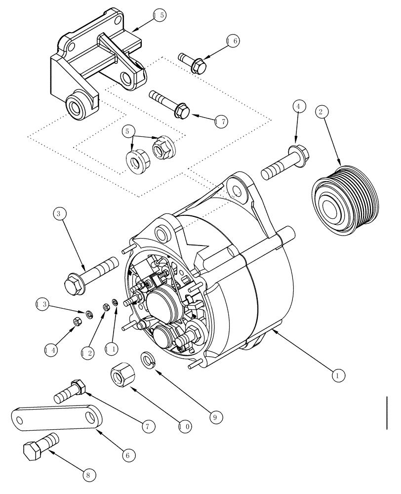 Схема запчастей Case IH MX200 - (04-11) - ALTERNATOR MOUNTING, MX180, MX200, MX220 (04) - ELECTRICAL SYSTEMS