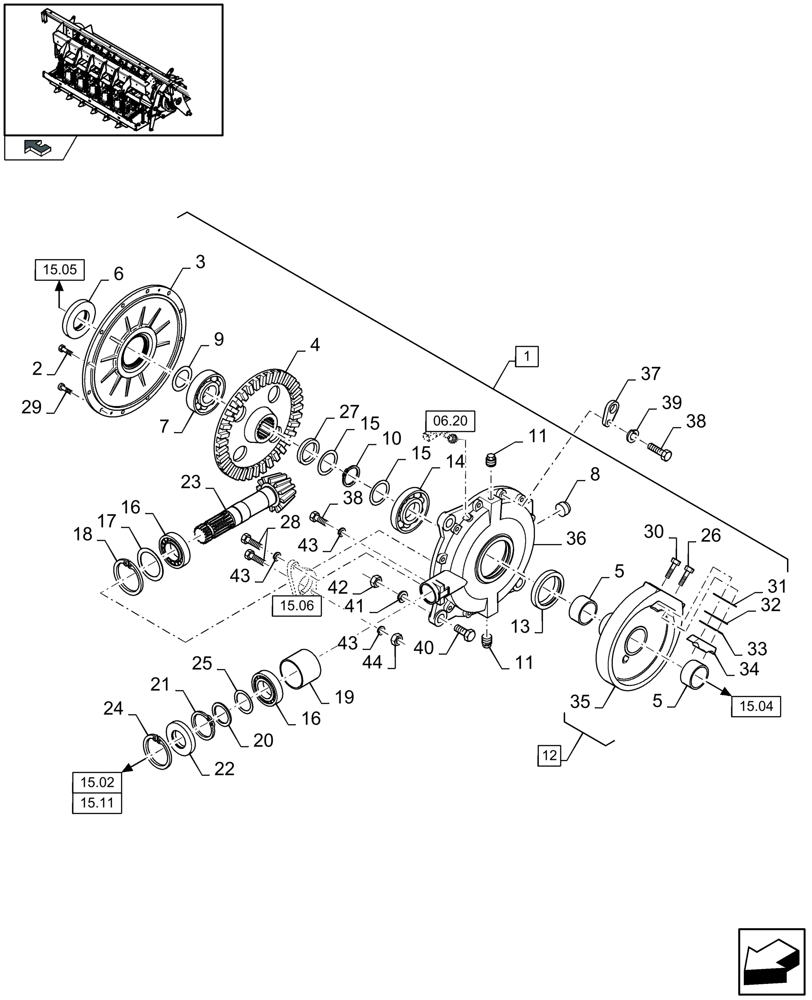 Схема запчастей Case IH LB333P - (15.03[01]) - KNOTTER, GEARBOX (15) - KNOTTER /WRAPPER