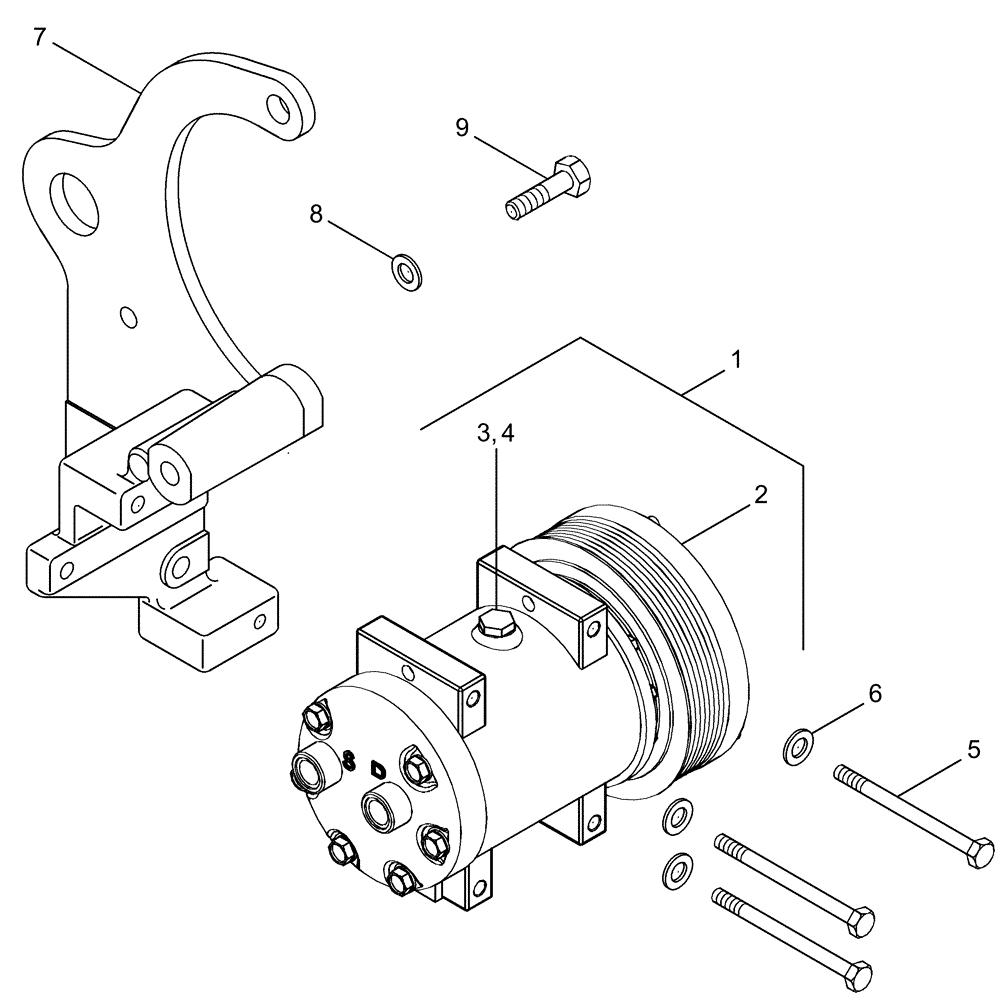 Схема запчастей Case IH MX215 - (09-40) - AIR CONDITIONING - COMPRESSOR MOUNTING (09) - CHASSIS/ATTACHMENTS