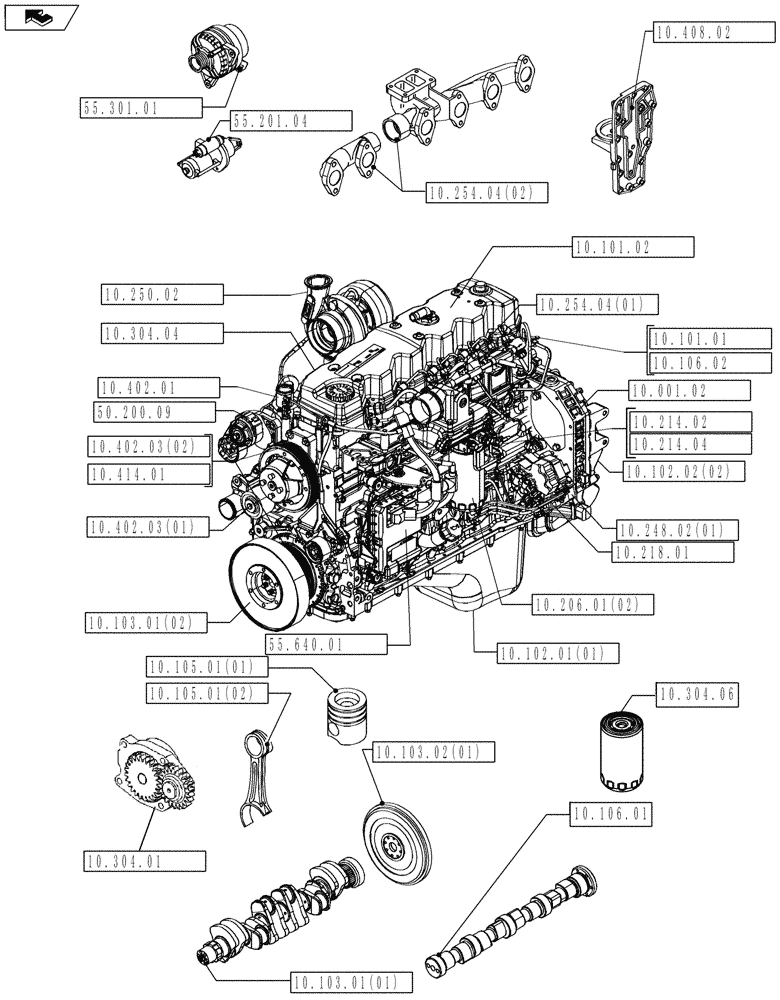 Схема запчастей Case IH MAGNUM 190 - (00.000.10) - PICTORIAL INDEX - ENGINE (00) - GENERAL & PICTORIAL INDEX