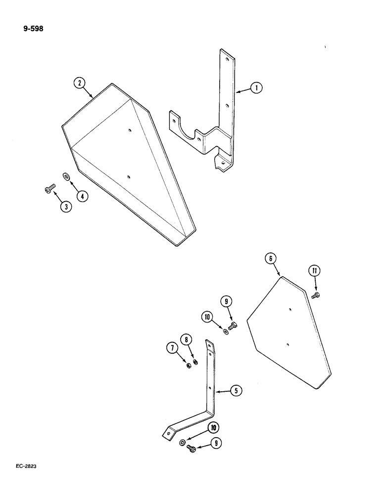 Схема запчастей Case IH 585 - (9-598) - SLOW MOVING VEHICLE EMBLEM, WITHOUT CAB (09) - CHASSIS/ATTACHMENTS