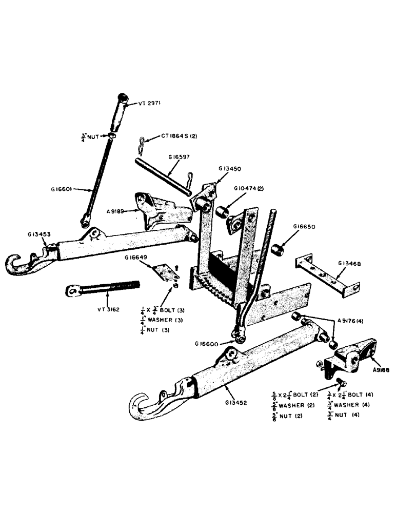 Схема запчастей Case IH 300-SERIES - (162) - EAGLE HITCH DRAFT ARMS AND LIFT LINKS, 302-312 (09) - CHASSIS