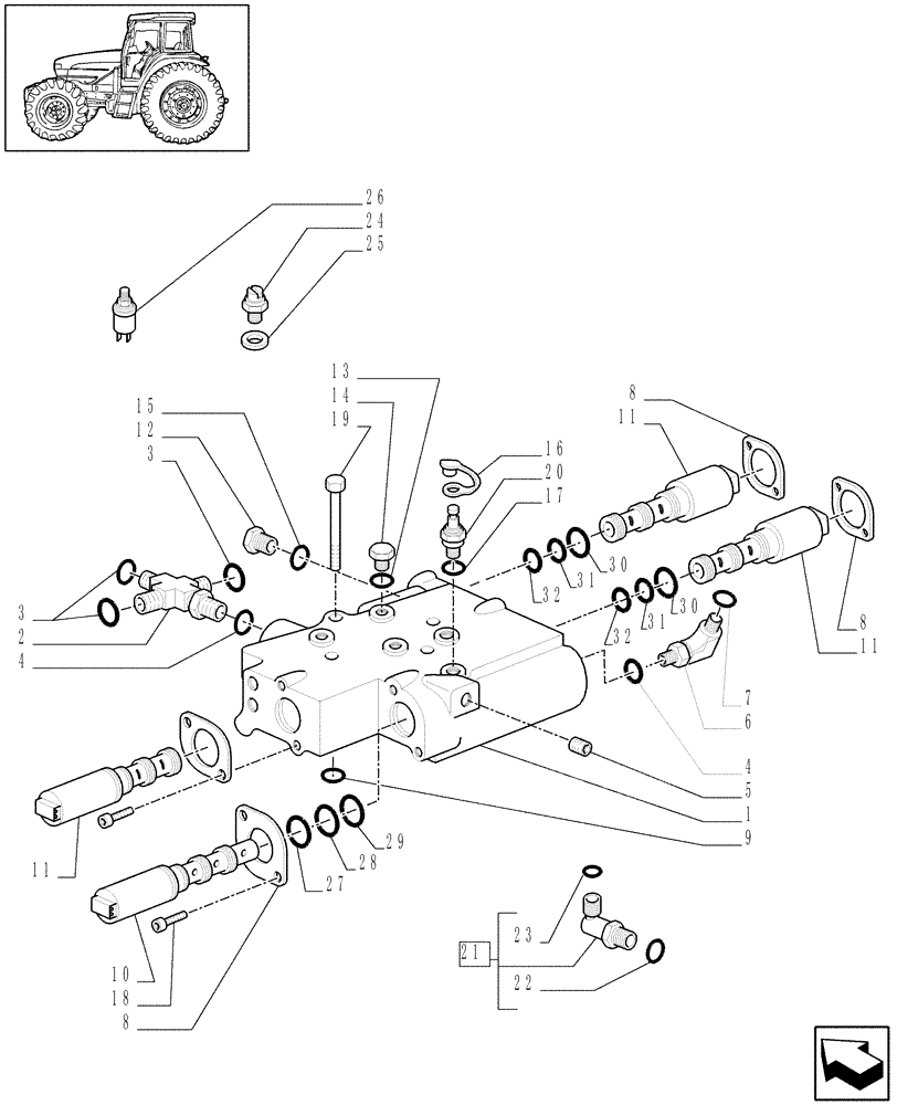 Схема запчастей Case IH MXM190 - (1.80.7/01[04A]) - PTO, CLUTCH - (4WD) - D5497 (07) - HYDRAULIC SYSTEM