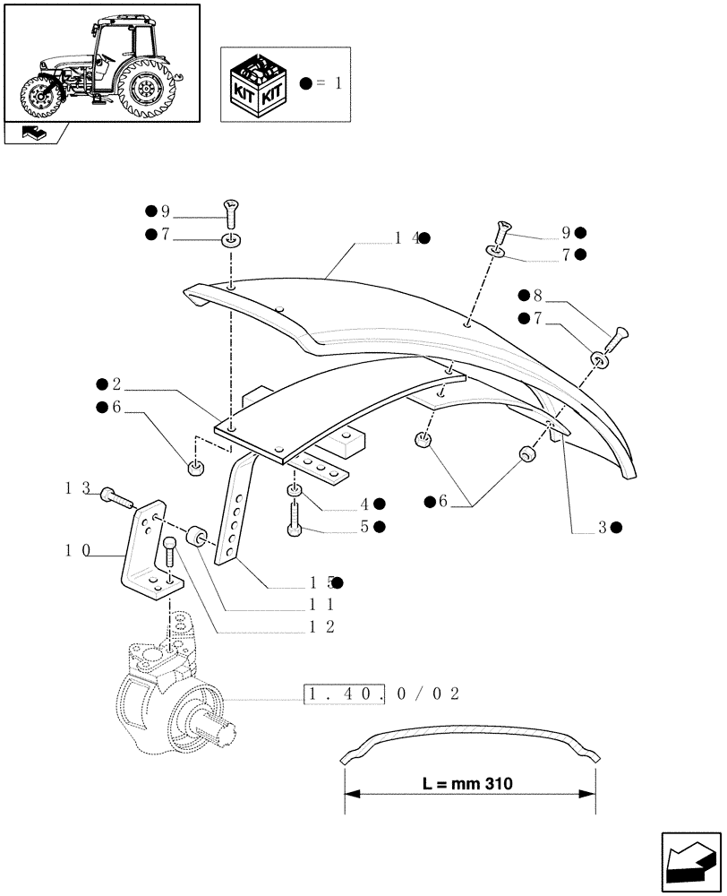 Схема запчастей Case IH FARMALL 75C - (1.43.0/01) - FRONT FENDERS (4WD) (VAR.330484-331484) (04) - FRONT AXLE & STEERING