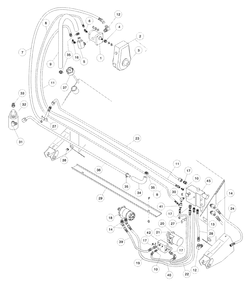 Схема запчастей Case IH 1052 - (09-47) - 872 COMBINE ADAPTER - HYDRAULIC CIRCUIT ASN CCC0012343 (09) - CHASSIS