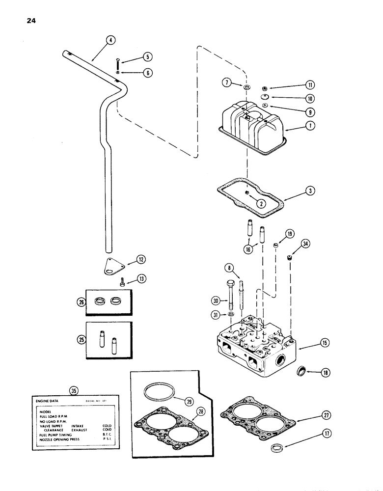 Схема запчастей Case IH 870 - (024) - CYLINDER HEAD AND COVER, (336B) DIESEL ENGINE (02) - ENGINE