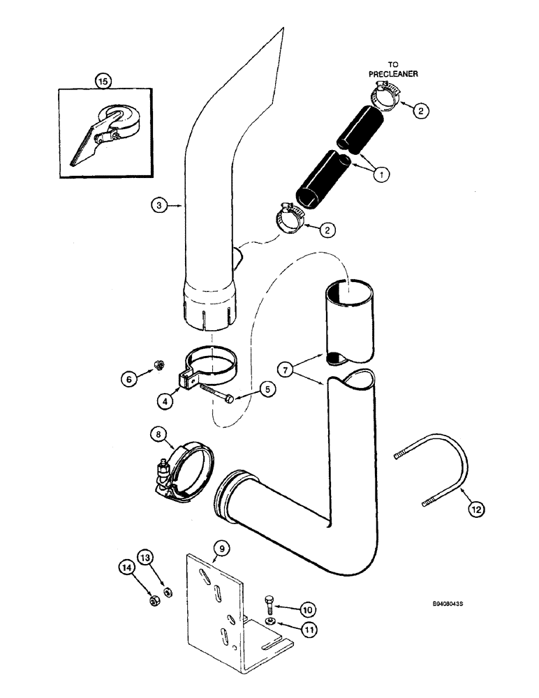 Схема запчастей Case IH 2166 - (2-18) - EXHAUST SYSTEM, PRIOR TO COMBINE P.I.N. JJC0180000 (01) - ENGINE
