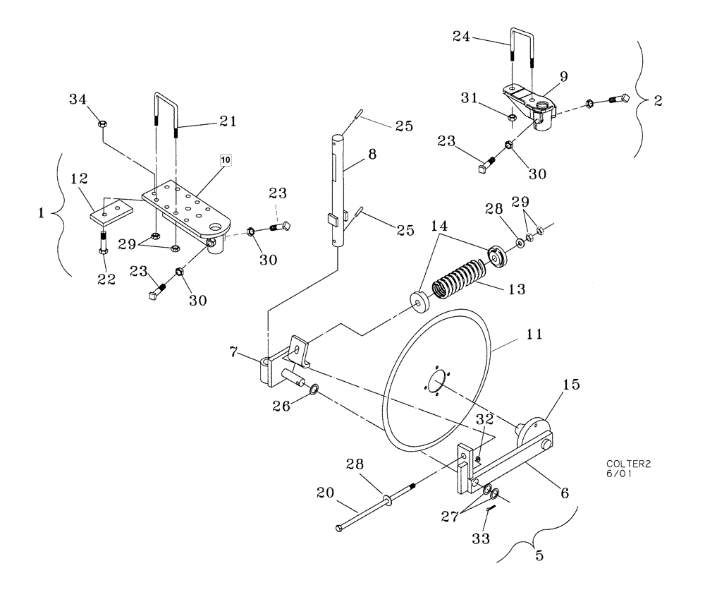 Схема запчастей Case IH 4300 - (75.200.01) - 20" & 24" SPRING COULTER (09) - CHASSIS/ATTACHMENTS
