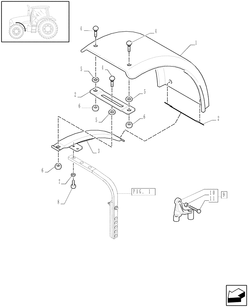Схема запчастей Case IH PUMA 195 - (1.87.4[02]) - (VAR.497-575) DYNAMIC FRONT FENDERS - FENDERS AND BRACKETS - C5799 (08) - SHEET METAL