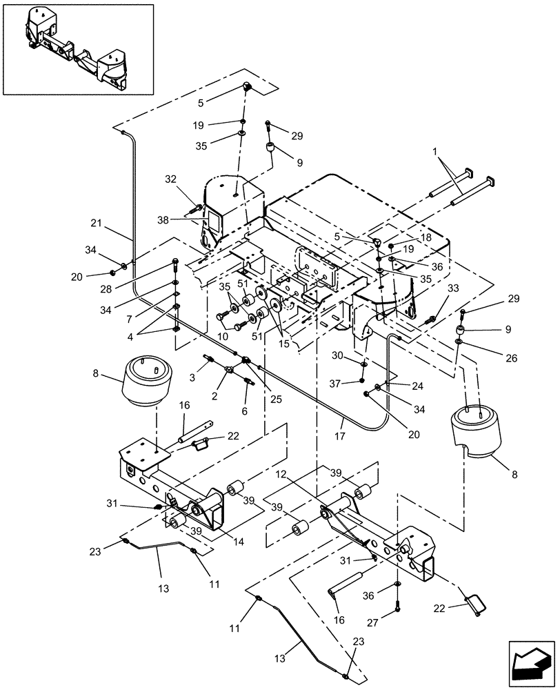 Схема запчастей Case IH WD1203 - (05.03) - REAR AXLE SUSPENSION (05) - REAR AXLE