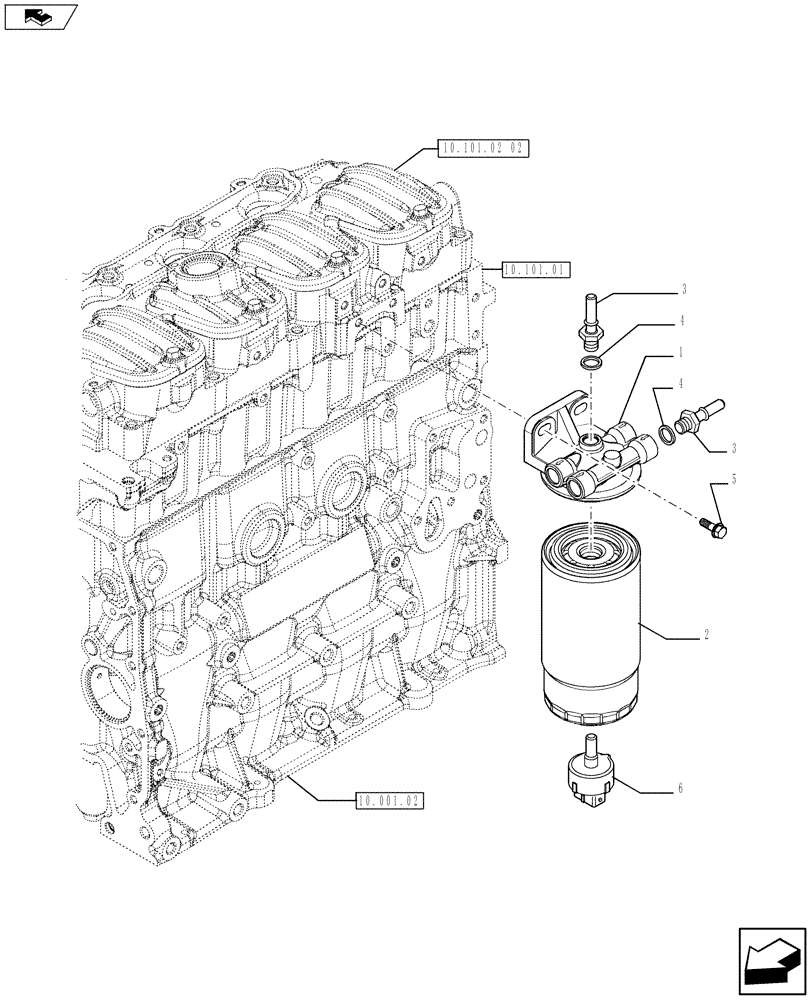 Схема запчастей Case IH F5AE5484C A002 - (10.206.01) - FUEL FILTER (10) - ENGINE