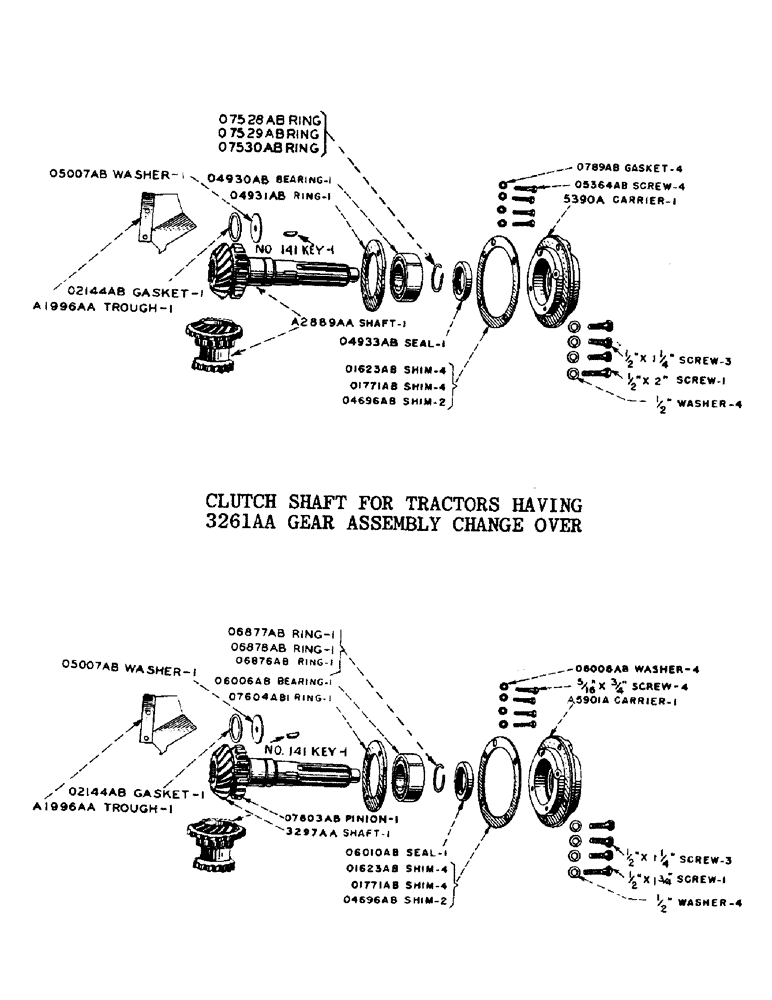 Схема запчастей Case IH DV-SERIES - (056) - CLUTCH SHAFT, CLUTCH SHAFT FOR TRACTORS HAVING, 3261AA GEAR ASSEMBLY CHANGE OVER, D, DC, DO, DV (06) - POWER TRAIN