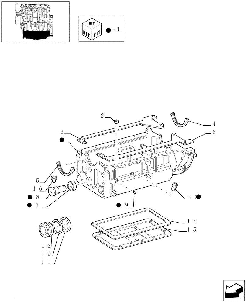 Схема запчастей Case IH JX80 - (0.04.2/01[01]) - OIL SUMP (01) - ENGINE