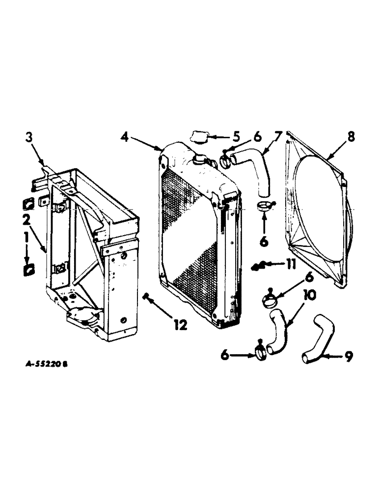 Схема запчастей Case IH 460 - (054) - COOLING SYSTEM, RADIATOR AND CONNECTIONS, FARMALL 460 SERIES COOLING SYSTEM