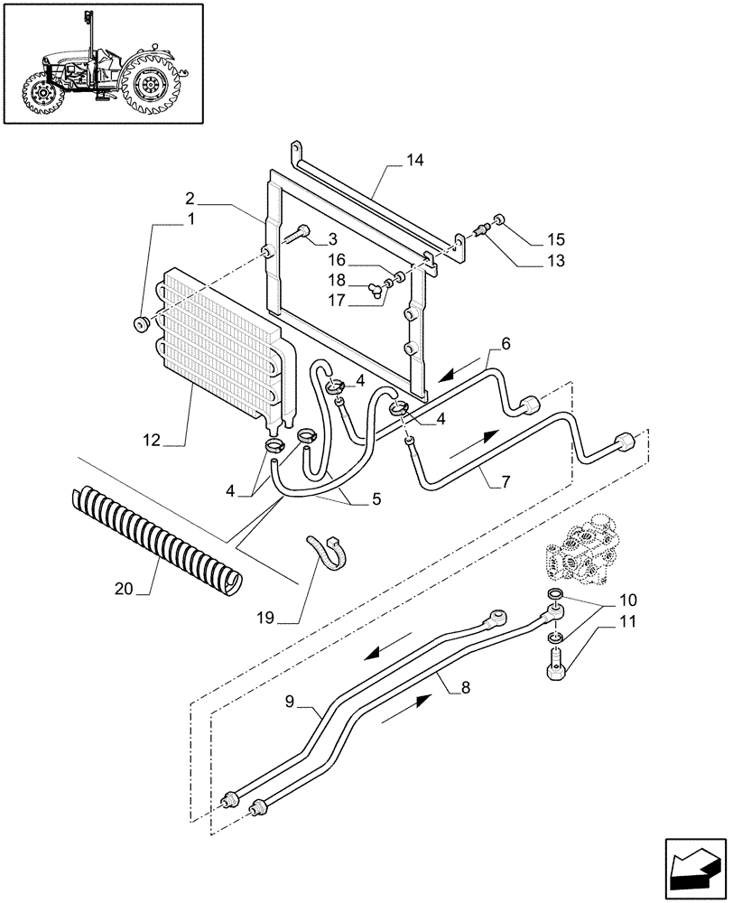 Схема запчастей Case IH JX1075C - (1.27.7/04[01]) - (VAR.065/1-826) HYDRAULIC PUMP 64L/MIN WITH HEAT EXCHANGER - PIPES (03) - TRANSMISSION