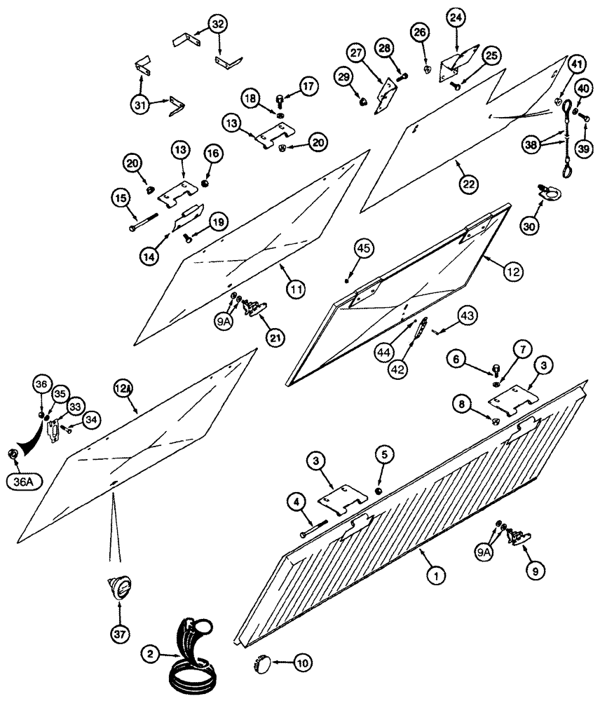 Схема запчастей Case IH 2555 - (09F-05) - SIDE SCREENS AND DOORS (12) - CHASSIS