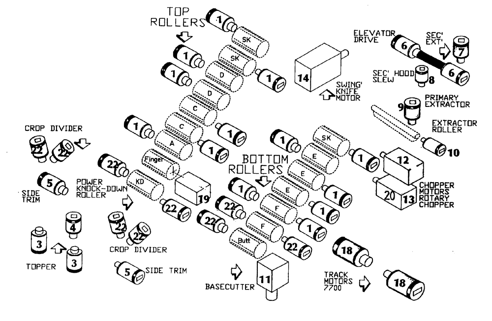 Схема запчастей Case IH 7700 - (B00[04]) - HYDRAULIC MOTORS Hydraulic Components & Circuits