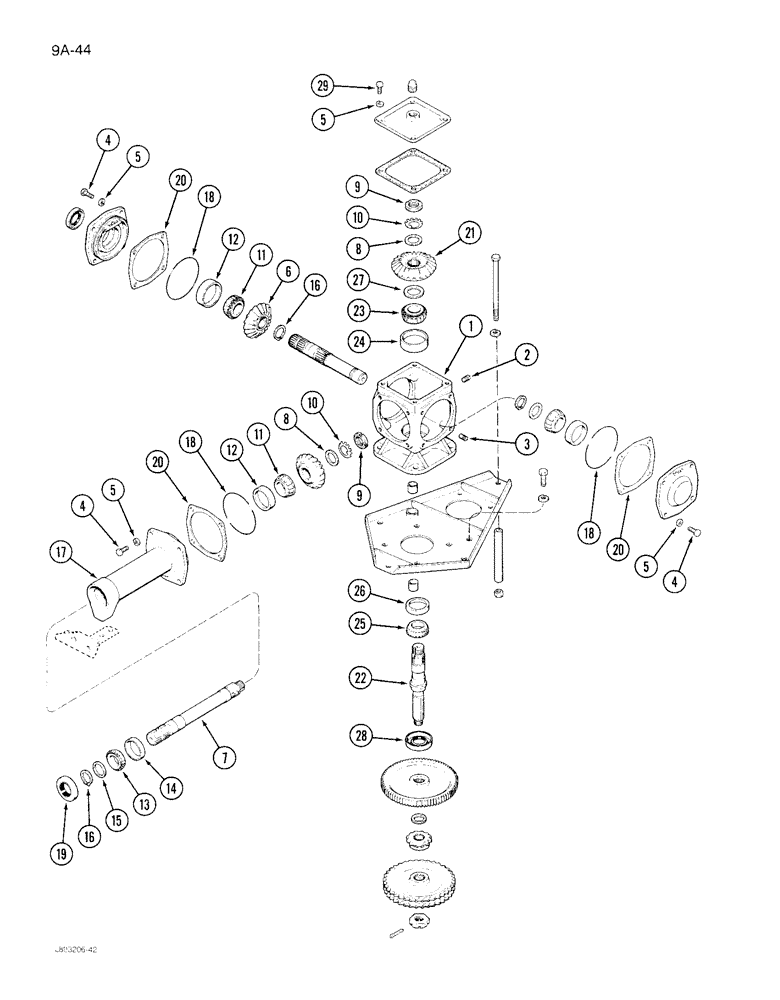 Схема запчастей Case IH 1844 - (9A-044) - GEAR BOX DRUM NUMBER 2 AND 3, 1844 COTTON PICKER (13) - PICKING SYSTEM