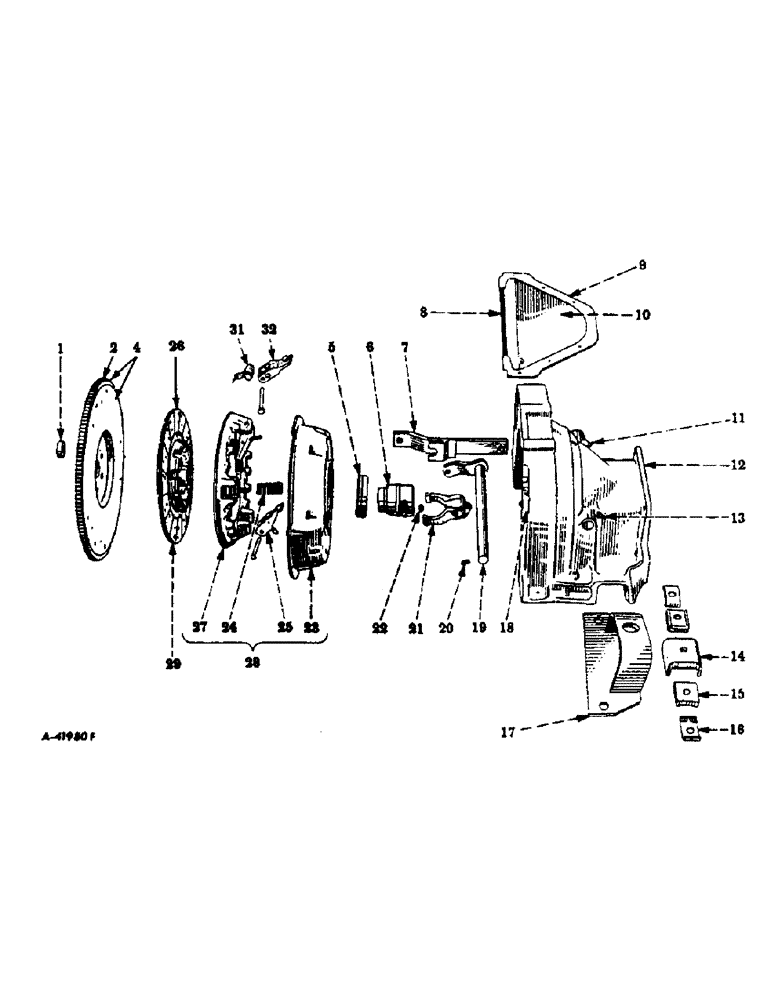Схема запчастей Case IH 420 - (262) - FLYWHEEL, FLYWHEEL HOUSING AND CLUTCH (10) - ENGINE