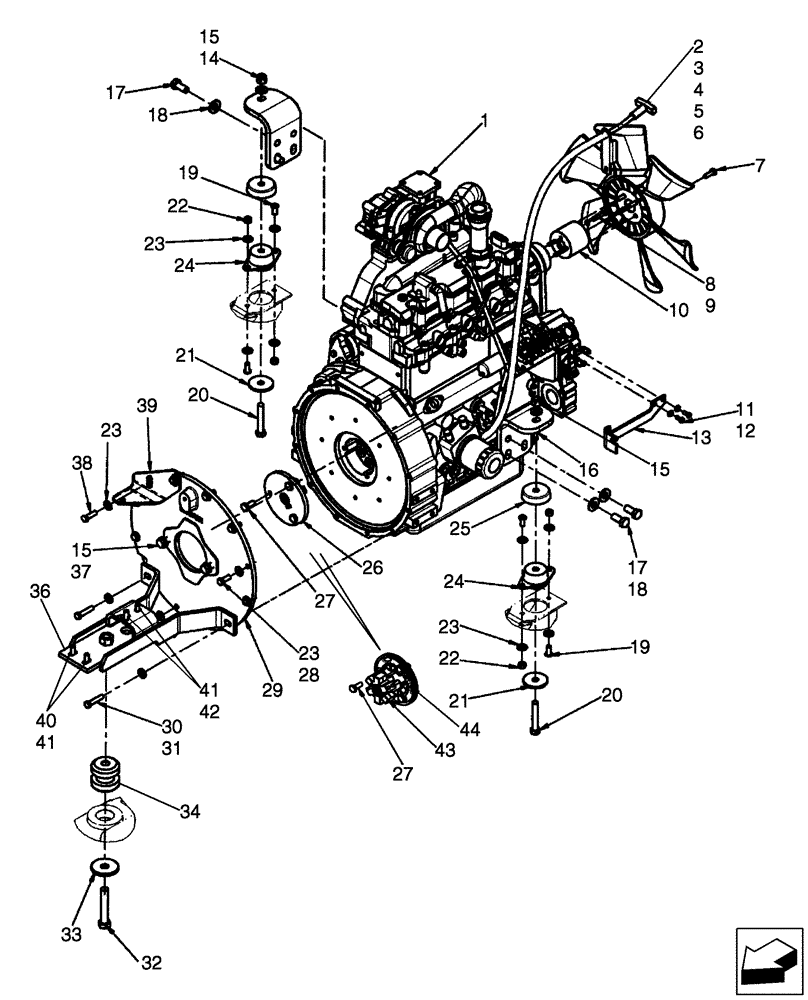Схема запчастей Case IH SR175 - (10.101.ak[01]) - ENGINE, MOUNTING - NA (10) - ENGINE