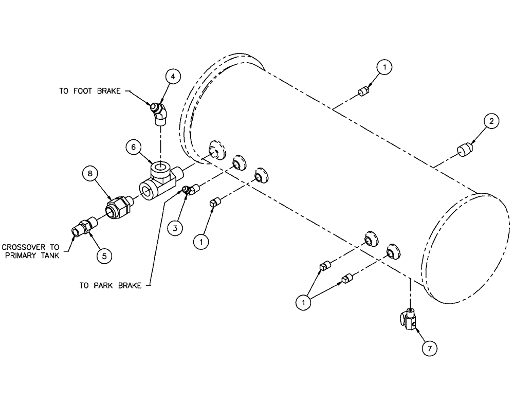Схема запчастей Case IH FLX3300B - (07-011) - SECONDARY AIR TANK GROUP Pneumatics