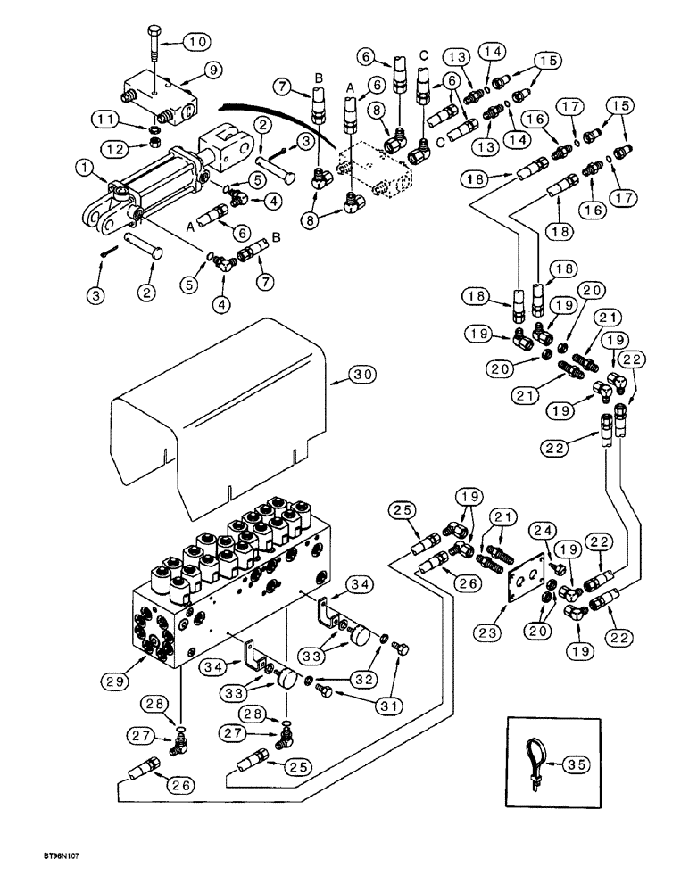 Схема запчастей Case IH 955 - (8-036) - TRACTOR TO PLANTER HYDRAULIC SYSTEM, HYDRAULIC VALVE BLOCK MOUNTING WITH VICKERS CONTROL VALVE (08) - HYDRAULICS