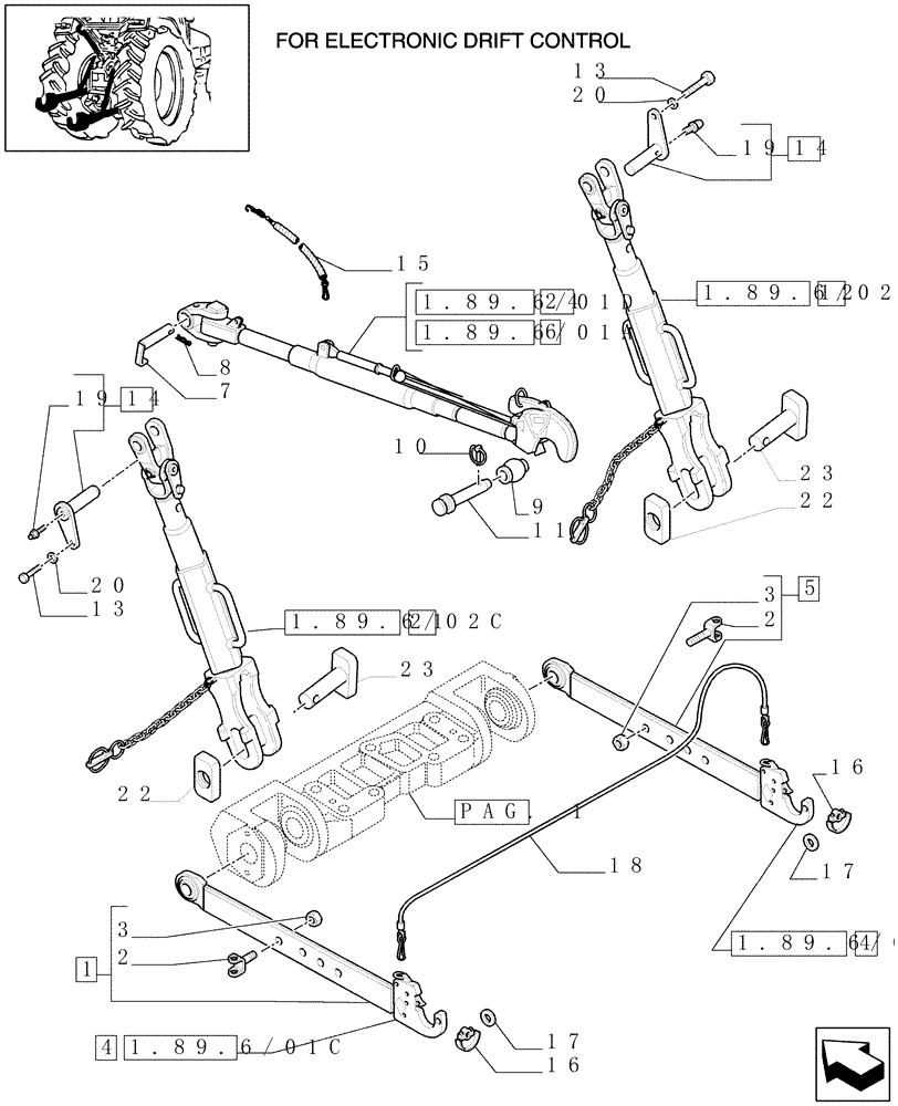 Схема запчастей Case IH MXU115 - (1.89.6/04[02A]) - (VAR.786-881-886) 2 CILINDERS (DIAM.80 -90 MM.) - TOOLING CONNECTION UNIT - D5300 (09) - IMPLEMENT LIFT