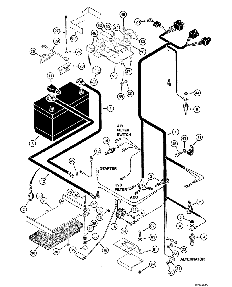 Схема запчастей Case IH 1840 - (04-06) - REAR HARNESS - BATTERY, - JAF0286784 (04) - ELECTRICAL SYSTEMS