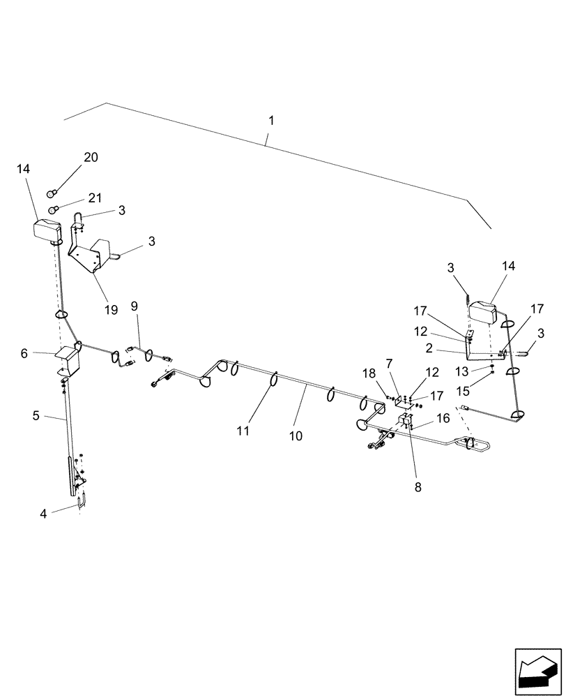 Схема запчастей Case IH 8010 - (55.404.09[01]) - LIGHTS, FRONT PLATFORM, WIDE (55) - ELECTRICAL SYSTEMS