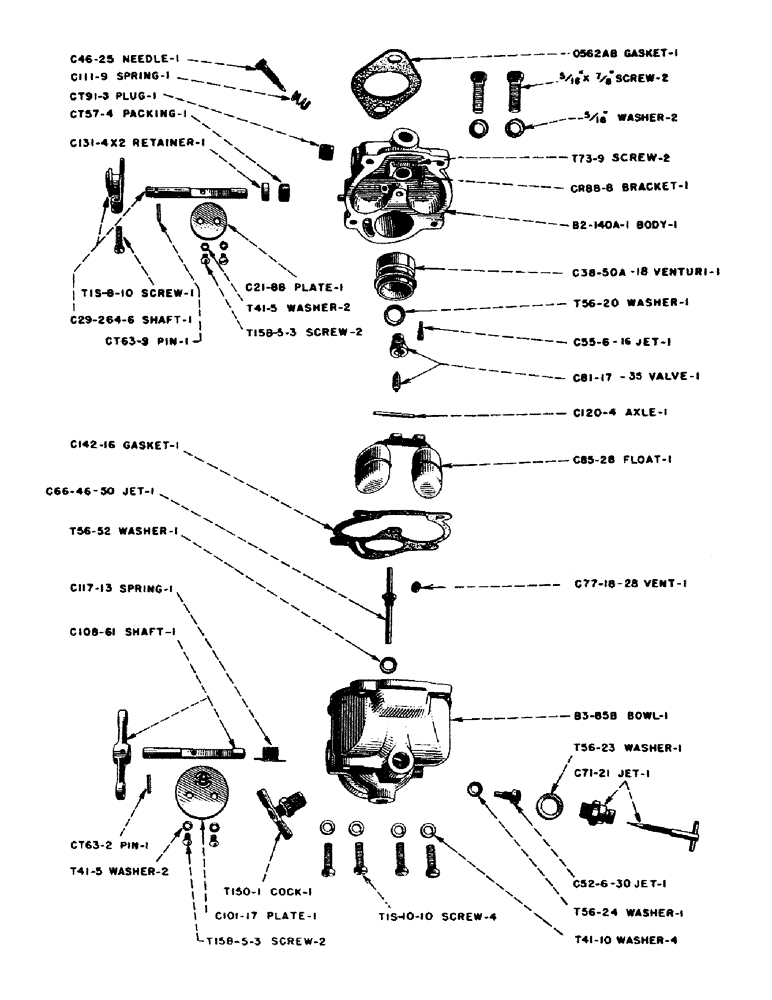 Схема запчастей Case IH S-SERIES - (024) - O5571AB ZENITH CARBURETOR, MODEL 161JX7, OUTLINE NUMBER O-9667, S, SC, SO (03) - FUEL SYSTEM