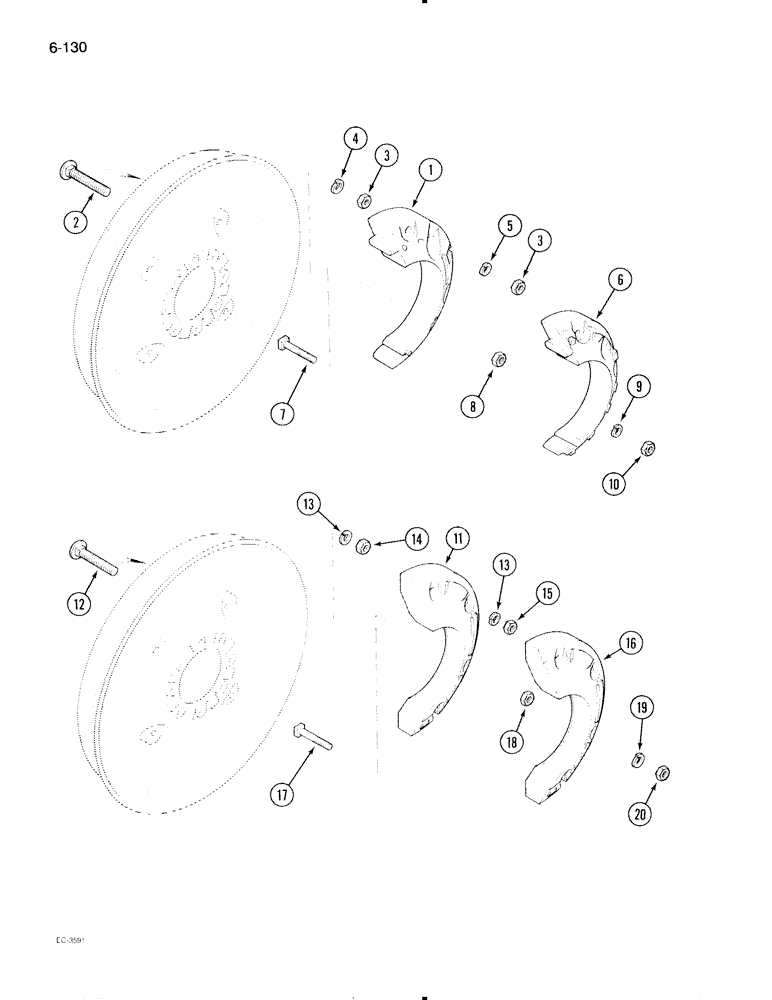 Схема запчастей Case IH 695 - (6-130) - REAR WHEEL WEIGHTS, SPLIT TYPE, 24, 24, 28, AND 30 INCH WHEELS (06) - POWER TRAIN