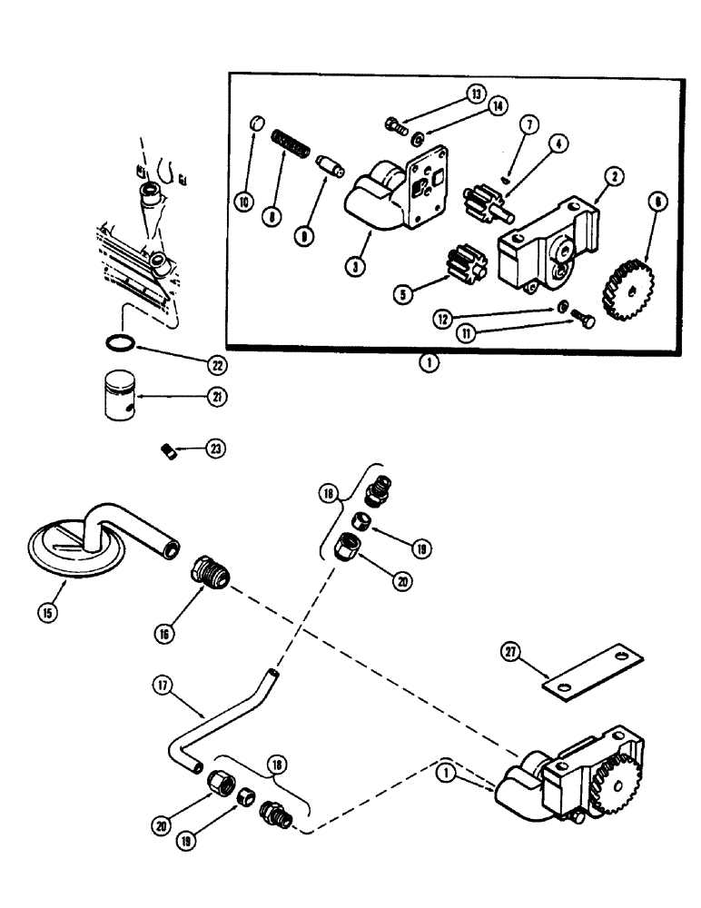 Схема запчастей Case IH 1060 - (416) - OIL PUMP, (284) SPARK IGNITION ENGINE, FIRST USED ENGINE SERIAL NUMBER 2174225, FRONT MOUNTED (10) - ENGINE