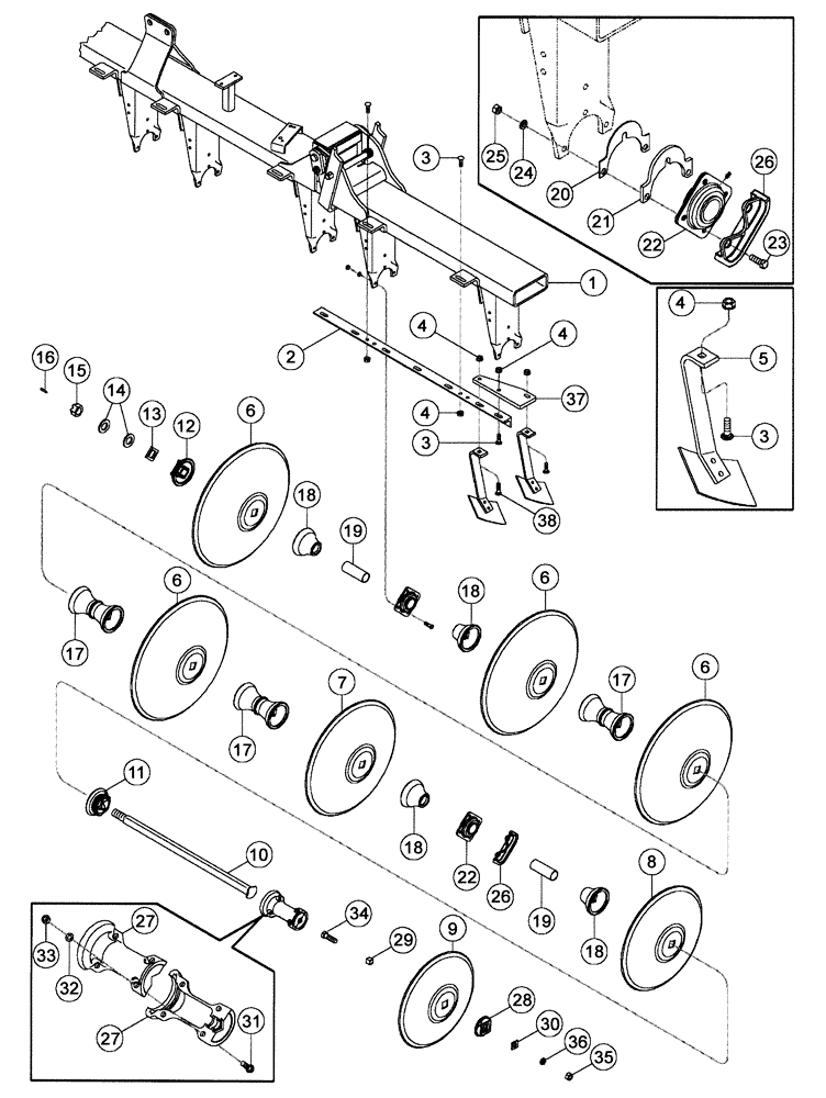 Схема запчастей Case IH RMX790 - (75.200.11) - FINISHING FOLDING RH REAR WING DISK GANG PARTS SERIAL NUMBER JFH0034091 AND PRIOR (09) - CHASSIS/ATTACHMENTS