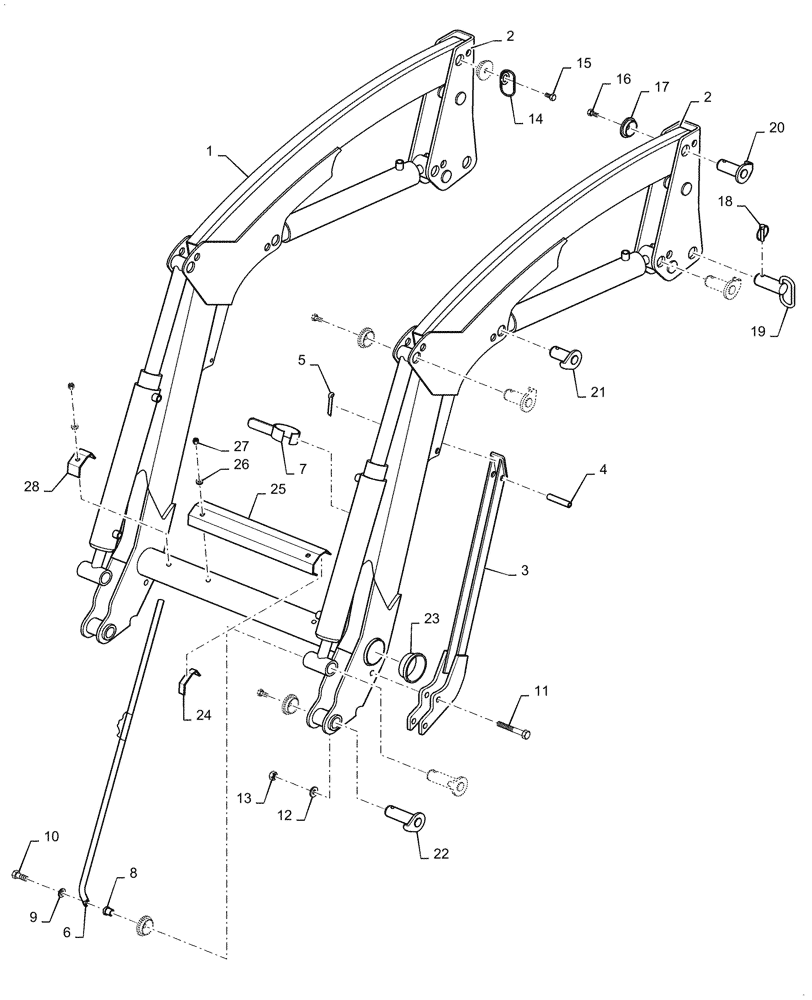 Схема запчастей Case IH L530 - (39.100.AB[01]) - LOADER ARM FRAME, L530 (39) - FRAMES AND BALLASTING