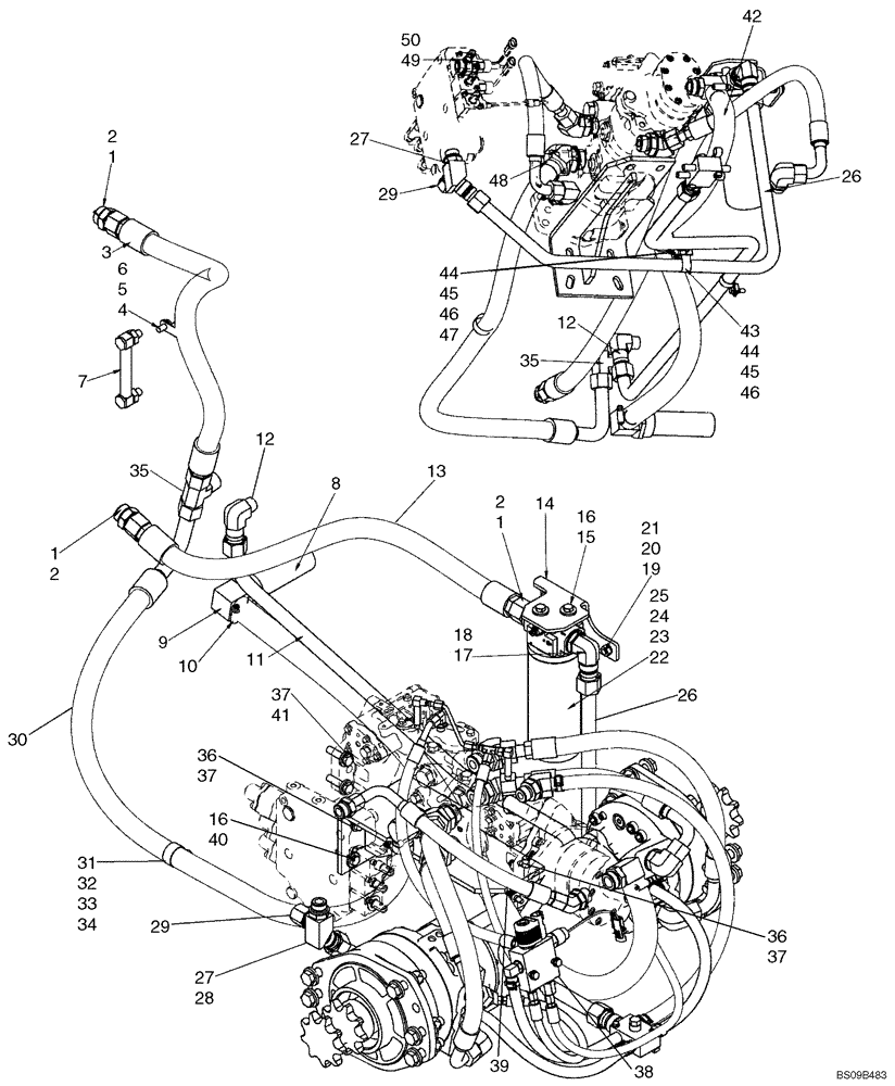 Схема запчастей Case IH 435 - (06-13) - HYDROSTATICS - PUMP SUPPLY AND RETURN (06) - POWER TRAIN