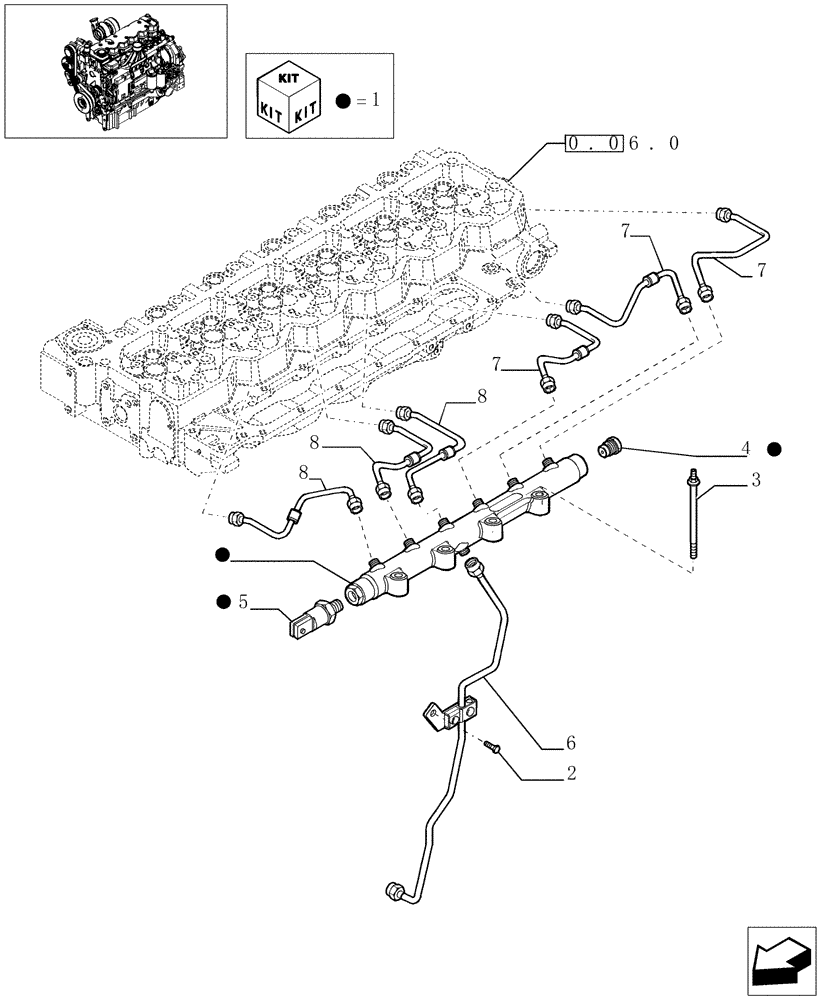 Схема запчастей Case IH PUMA 195 - (0.14.9) - INJECTION EQUIPMENT - PIPING (01) - ENGINE
