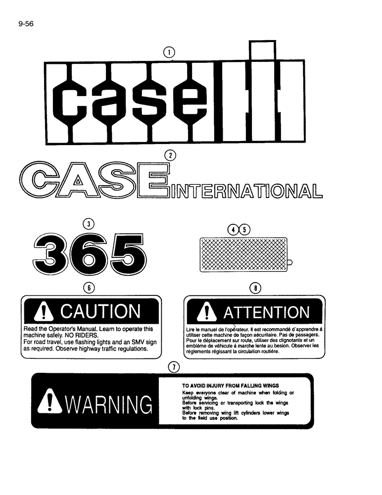 Схема запчастей Case IH 365 - (9-56) - PRODUCT GRAPHICS, CASE IH (09) - CHASSIS/ATTACHMENTS
