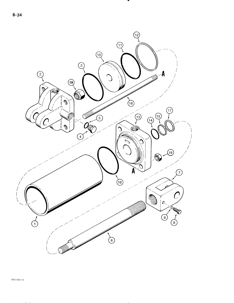 Схема запчастей Case IH 475 - (8-34) - TRANSPORT LIFT CYLINDER -145211C93 (08) - HYDRAULICS