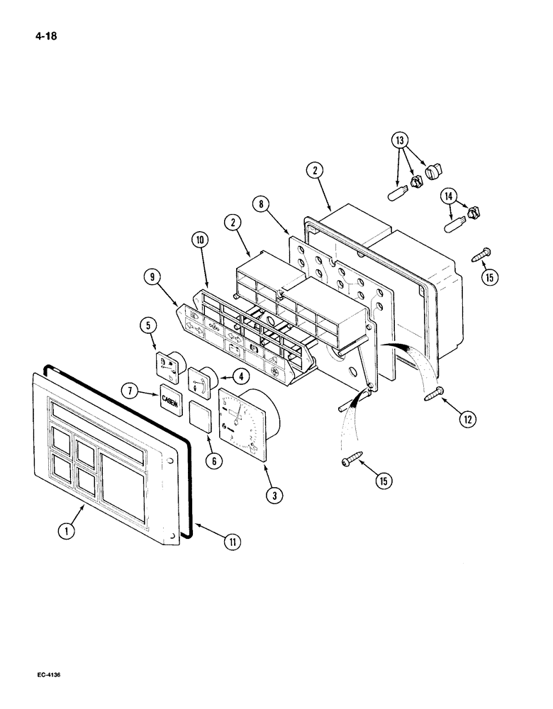 Схема запчастей Case IH 495 - (4-018) - INSTRUMENT CLUSTER (04) - ELECTRICAL SYSTEMS