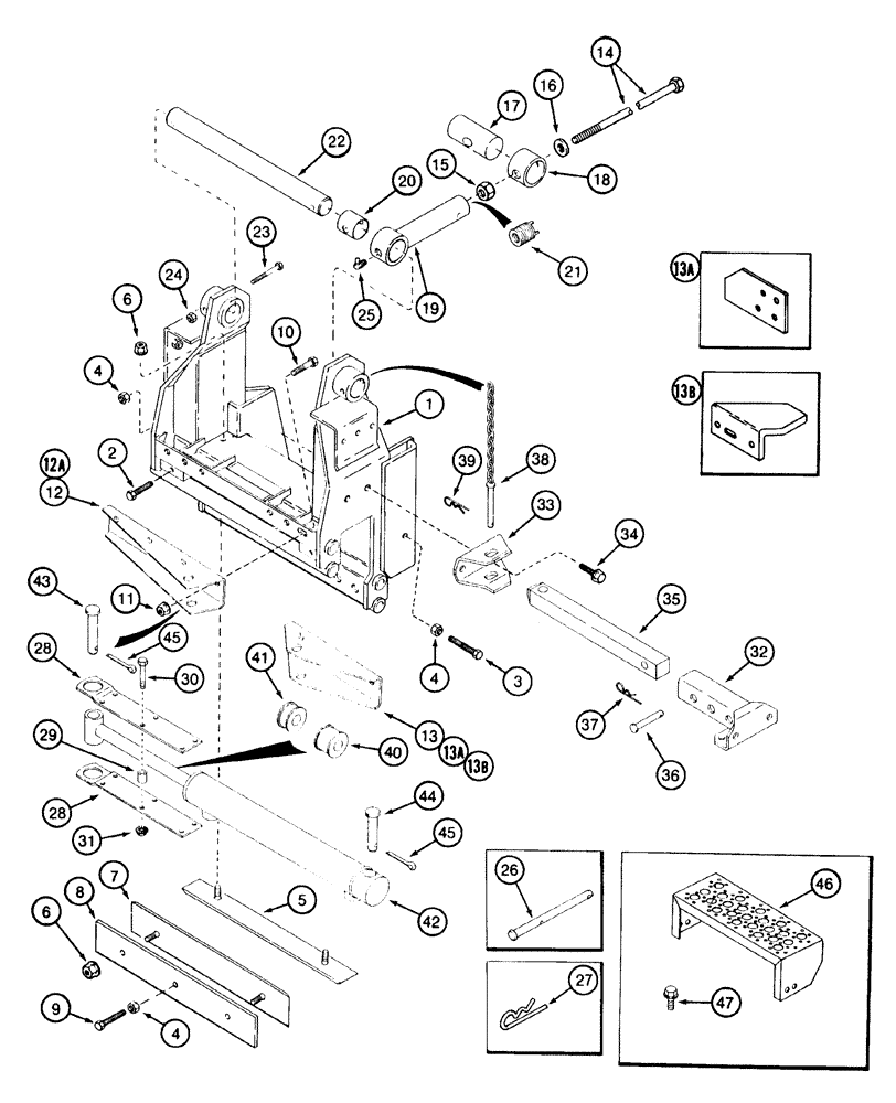 Схема запчастей Case IH 2155 - (9A-76) - DRUM HANGER ASSEMBLY, 4 ROW WIDE (13) - PICKING SYSTEM