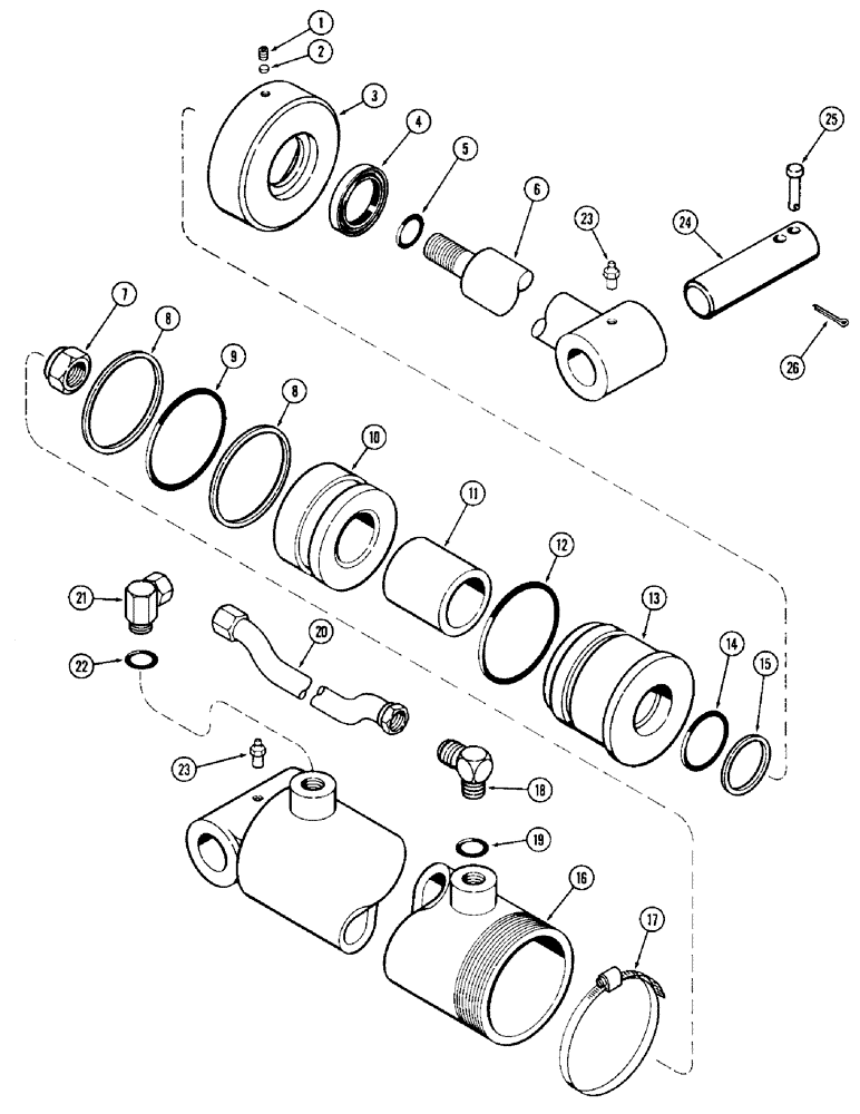 Схема запчастей Case IH 65 - (36) - BUCKET CYLINDER, USED PRIOR TO SERIAL NO. 1611964 (35) - HYDRAULIC SYSTEMS