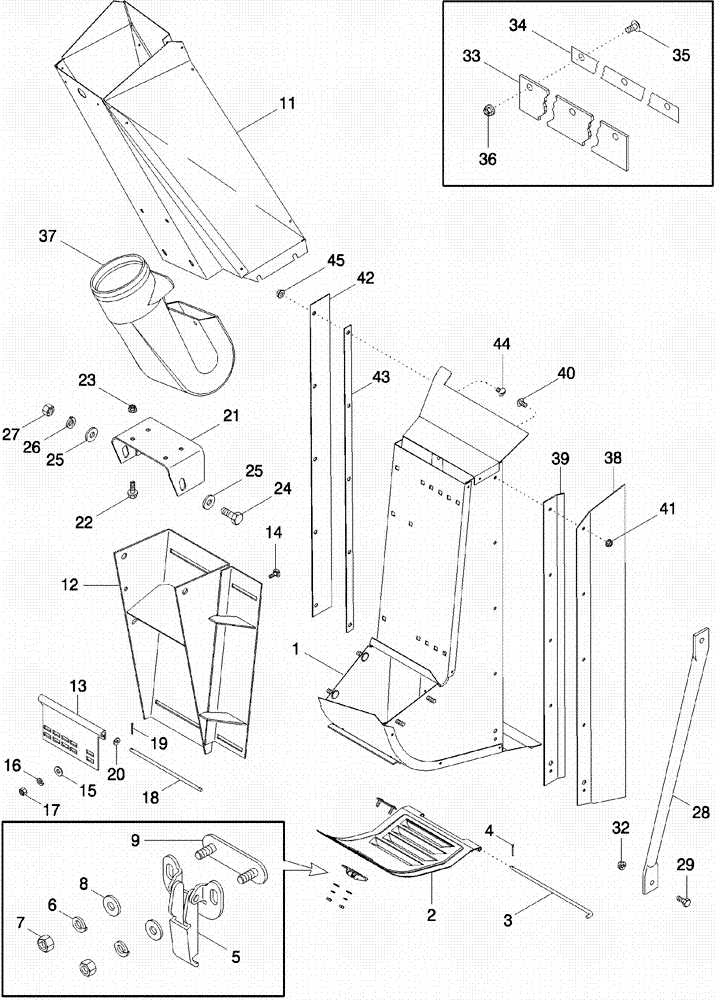 Схема запчастей Case IH 620 - (09C-06) - DRUM OUTLETS - REAR - 6 ROW NARROW, NO. 4 (15) - HANDLING SYSTEM