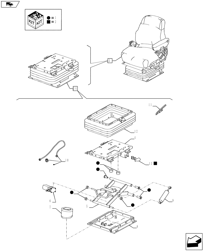 Схема запчастей Case IH PUMA 215 - (90.120.0101[03]) - AIR SEAT WITH SEAT BELT - BREAKDOWN (90) - PLATFORM, CAB, BODYWORK AND DECALS