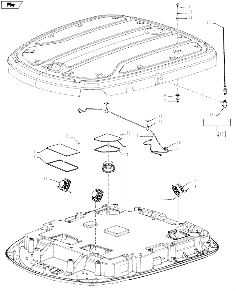 Схема запчастей Case IH TITAN 3530 - (55.510.05) - SPEAKERS AND ANTENNA (55) - ELECTRICAL SYSTEMS