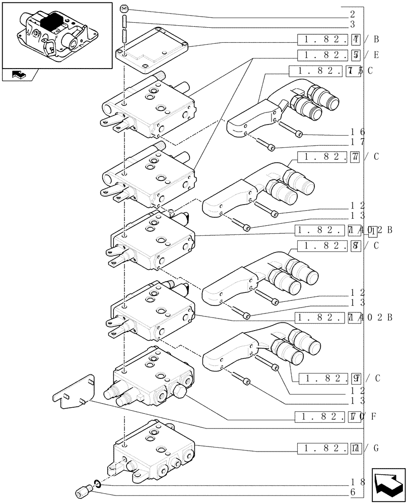 Схема запчастей Case IH PUMA 140 - (1.82.7/04A) - 4 REMOTES (2NC+2CONFIG) FOR CCLS PUMP FOR EDC AND RELEVANT PARTS (VAR.333845-334845) (07) - HYDRAULIC SYSTEM