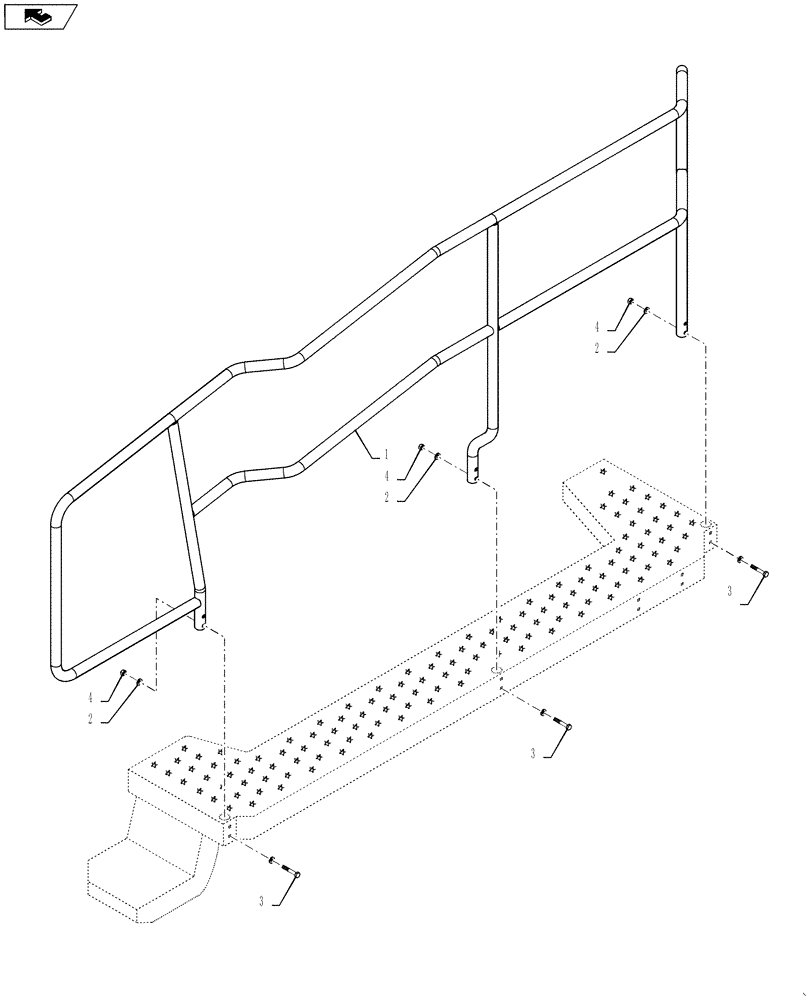 Схема запчастей Case IH 4420 - (04-029) - HANDRAIL GROUP, MID Suspension & Frame