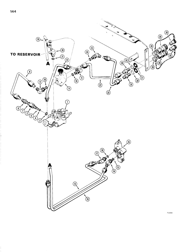 Схема запчастей Case IH 1830 - (144) - AUXILIARY HYDRAULICS USE WITH CESSNA VALVE FRONT LOADER HYDRAULIC AND DIVERTER VALVE (35) - HYDRAULIC SYSTEMS