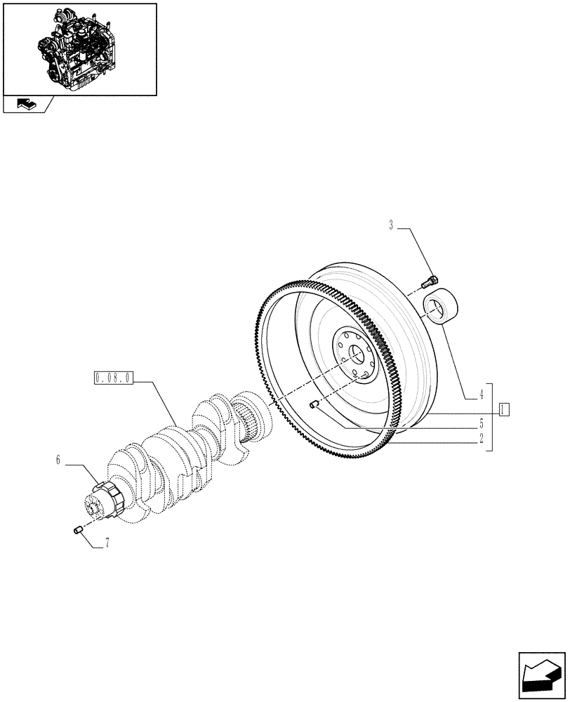 Схема запчастей Case IH FARMALL 85C - (0.08.3) - FLYWHEEL (01) - ENGINE